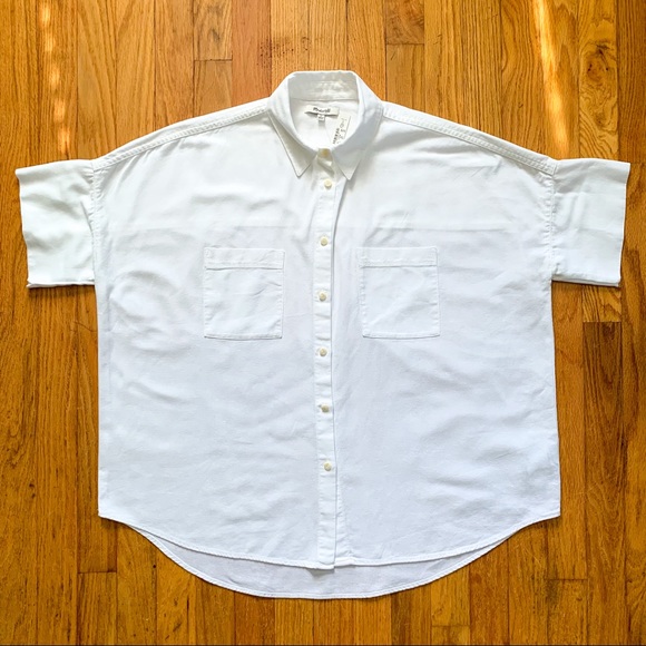 Madewell NWT Pure White Cotton Courier Shirt M - Picture 3 of 10